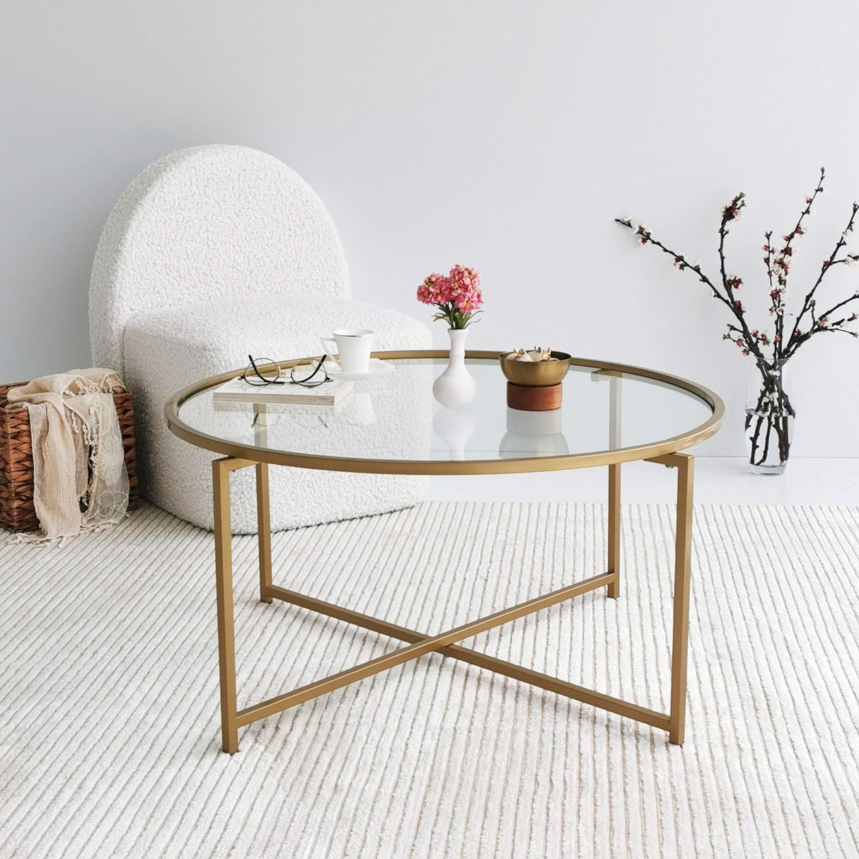 Masuta de cafea Gold Sun S404, Aur, 83x40x83 cm