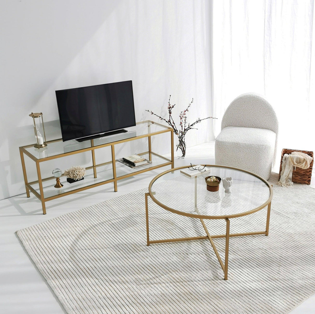 Masuta de cafea Gold Sun S404, Aur, 83x40x83 cm