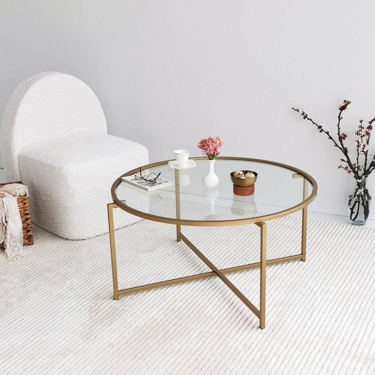 Masuta de cafea Gold Sun S404, Aur, 83x40x83 cm