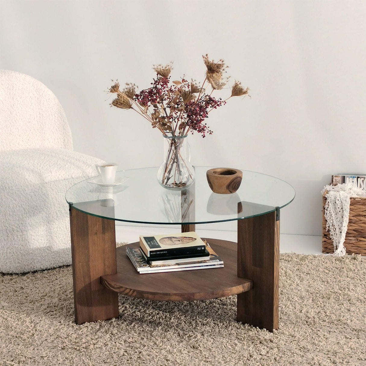 Măsuță de cafea Mahal, Diverse culori, 75x75x40 cm - Nuc | SKU: 552NOS2231 | Măsuță de cafea Mahal, 75x75x40 cm, varianta Nuc, produs pentru amenajarea locuinței, disponibil online în România la CasaMob