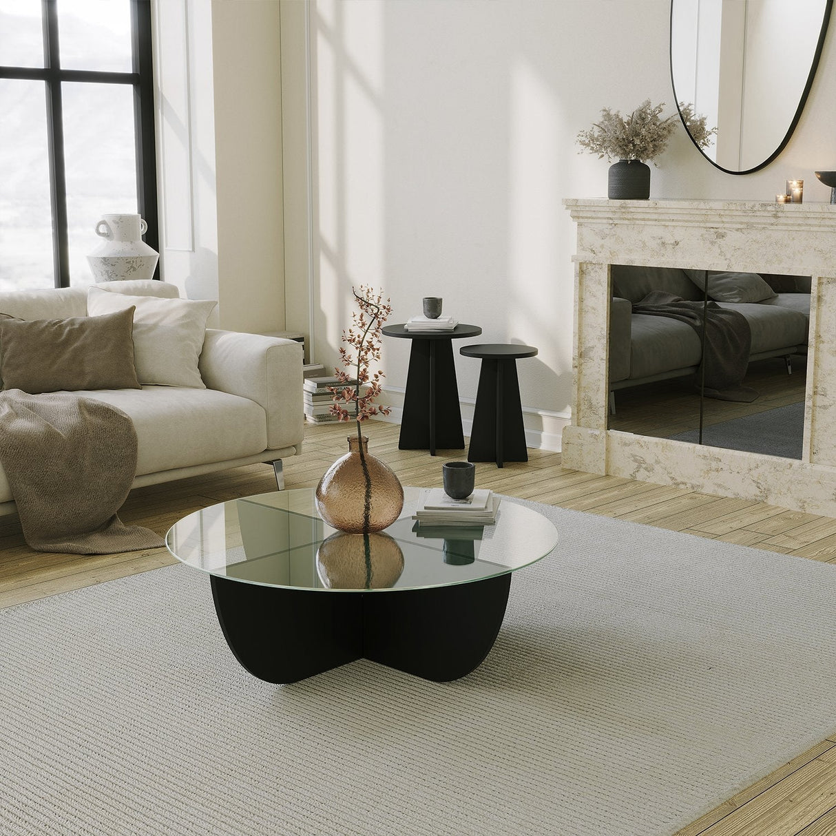 Măsuță de cafea Lily, Diverse culori, Diverse configurații, Diverse dimensiuni - Negru - 90x90x30 cm - Standard | SKU: 552NOS2472 | Măsuță de cafea Lily, varianta Negru - 90x90x30 cm - Standard, produs pentru amenajarea locuinței, disponibil online în România la CasaMob
