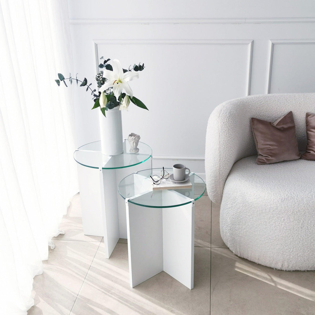 Alb - Ø40x45 cm - 2 bucăți | SKU: 552NOS2245 | Măsuță de cafea Lily, varianta Alb - Ø40x45 cm - 2 bucăți, produs pentru amenajarea locuinței, disponibil online în România la CasaMob