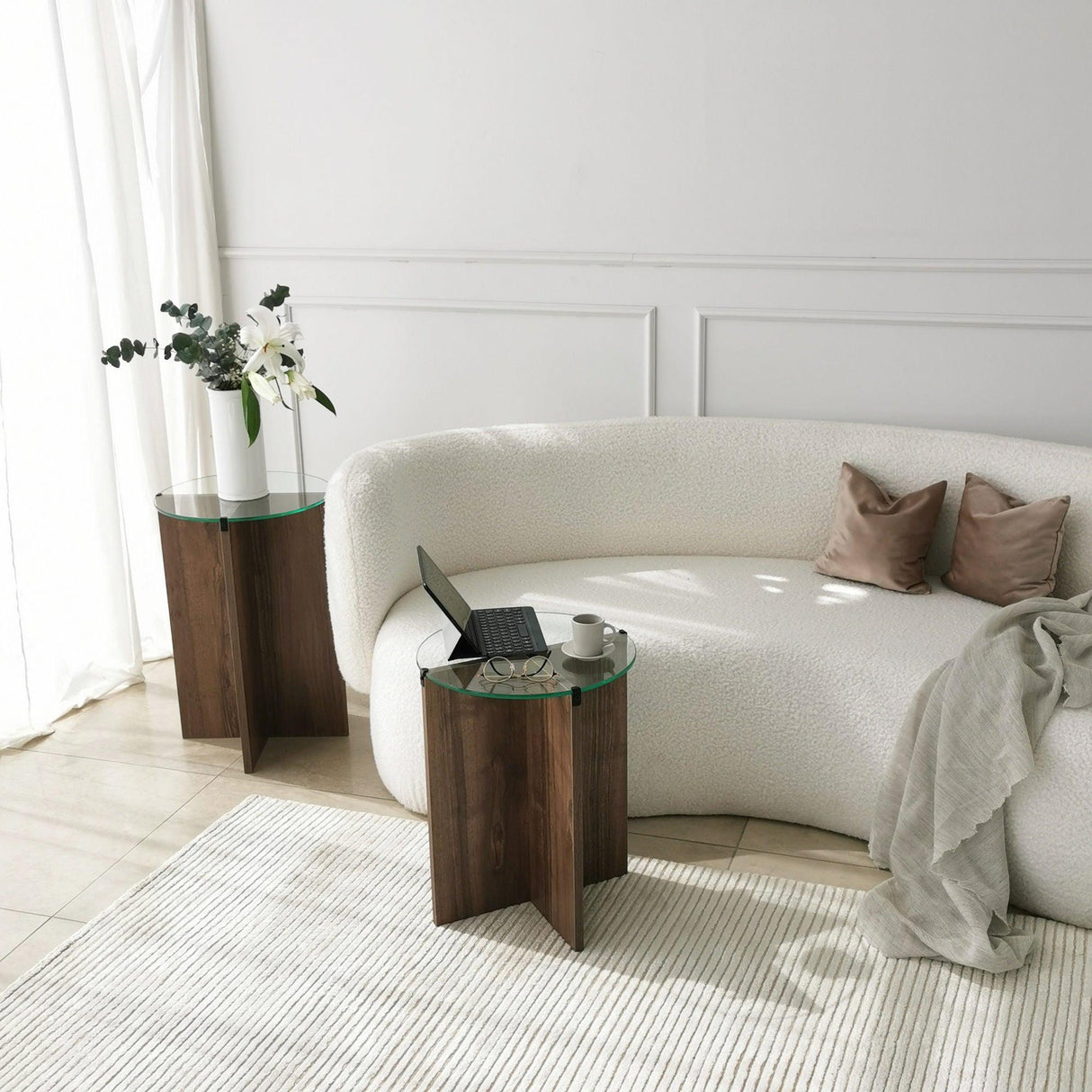 Măsuță de cafea Lily, Diverse culori, Diverse configurații, Diverse dimensiuni - Nuc - Ø40x45 cm - 2 bucăți | SKU: 552NOS2246 | Măsuță de cafea Lily, varianta Nuc - Ø40x45 cm - 2 bucăți, produs pentru amenajarea locuinței, disponibil online în România la CasaMob