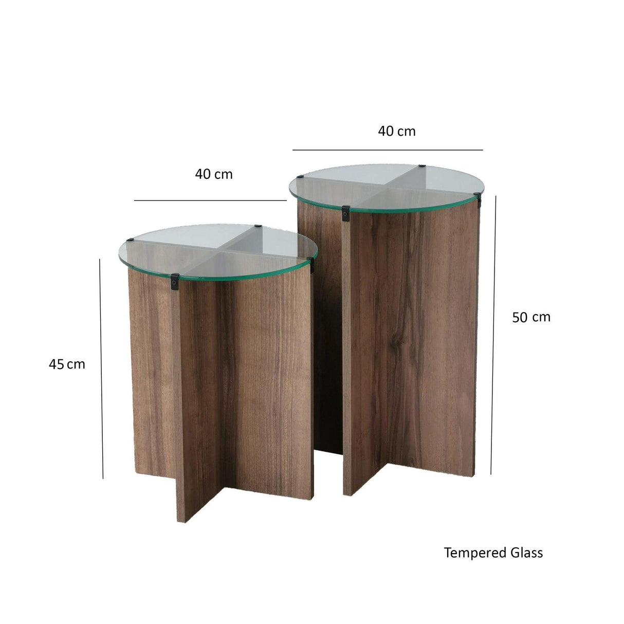 Măsuță de cafea Lily, Diverse culori, Diverse configurații, Diverse dimensiuni - Nuc - Ø40x45 cm - 2 bucăți | SKU: 552NOS2246 | Măsuță de cafea Lily, varianta Nuc - Ø40x45 cm - 2 bucăți, produs pentru amenajarea locuinței, disponibil online în România la CasaMob