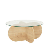 Masuta de cafea Bubble Coffe cu Sticla Securizata, Stejar, 75 x 35 x 75 cm - Stejar, SKU 552NOS2268