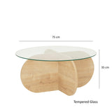Masuta de cafea Bubble Coffe cu Sticla Securizata, Stejar, 75 x 35 x 75 cm - Stejar, SKU 552NOS2268