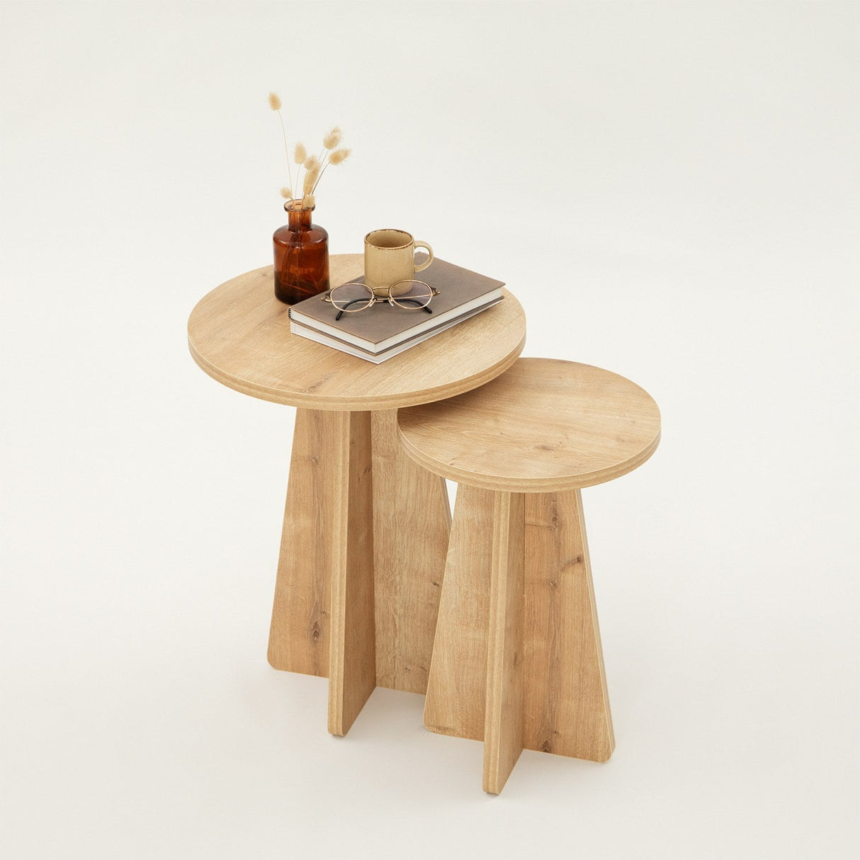 Set de măsuțe de cafea Mushroom, Diverse culori, Diverse configurații, Diverse dimensiuni - Stejar safir - 40x40x50 cm - 2 bucăți | SKU: 552NOS2273 | Set de măsuțe de cafea Mushroom, varianta Stejar safir - 40x40x50 cm - 2 bucăți, produs pentru amenajarea locuinței, disponibil online în România la CasaMob