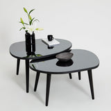 Set Masuta de Cafea Gusto 2 bucati cu Sticla Securizata, 75 x 38 x 55 cm - Fumul Negru, SKU 552NOS2276