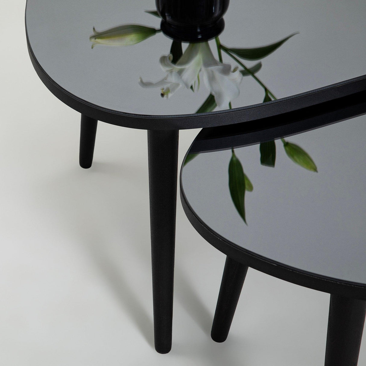 Set Masuta de Cafea Gusto 2 bucati cu Sticla Securizata, 75 x 38 x 55 cm - Fumul Negru, SKU 552NOS2276