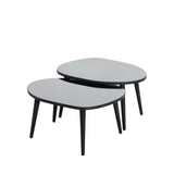 Set Masuta de Cafea Gusto 2 bucati cu Sticla Securizata, 75 x 38 x 55 cm - Fumul Negru, SKU 552NOS2276