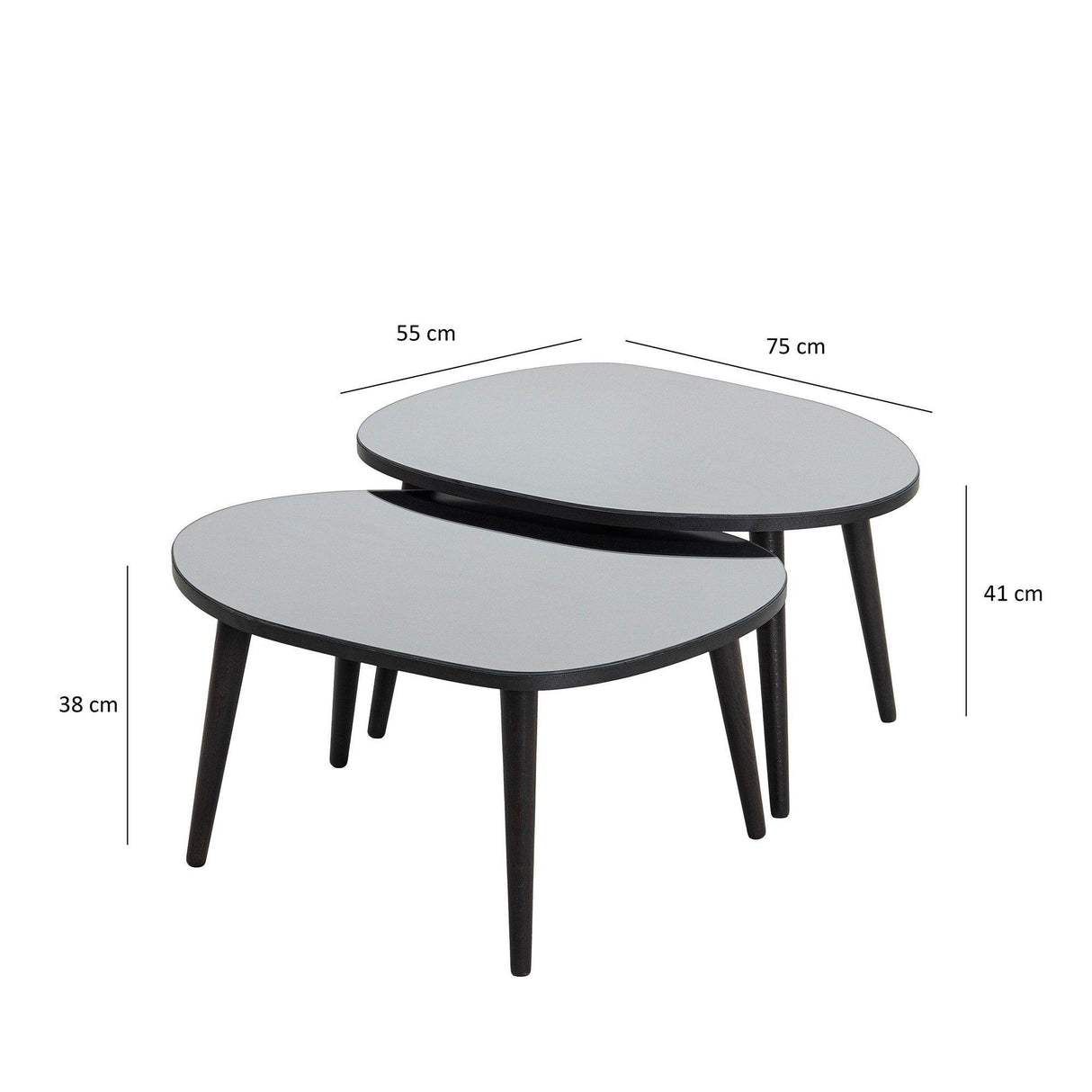Set Masuta de Cafea Gusto 2 bucati cu Sticla Securizata, 75 x 38 x 55 cm - Fumul Negru, SKU 552NOS2276