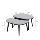 Set Masuta de Cafea Gusto 2 bucati cu Sticla Securizata, 75 x 38 x 55 cm - Fumul Negru, SKU 552NOS2276