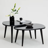 Set Masuta de Cafea Gusto 2 bucati cu Sticla Securizata, 75 x 38 x 55 cm - Fumul Negru, SKU 552NOS2276