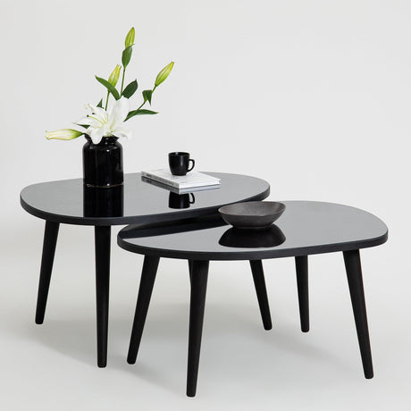 Set Masuta de Cafea Gusto 2 bucati cu Sticla Securizata, 75 x 38 x 55 cm