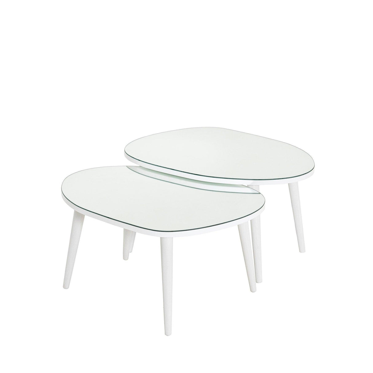 Set Masuta de Cafea Gusto 2 bucati cu Sticla Securizata, 75 x 38 x 55 cm - Alb, SKU 552NOS2276