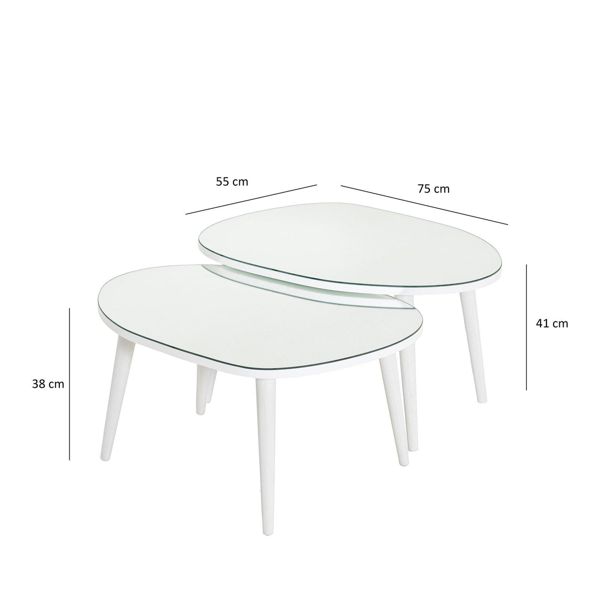 Set Masuta de Cafea Gusto 2 bucati cu Sticla Securizata, 75 x 38 x 55 cm - Alb, SKU 552NOS2276