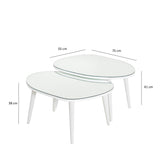 Set Masuta de Cafea Gusto 2 bucati cu Sticla Securizata, 75 x 38 x 55 cm - Alb, SKU 552NOS2276