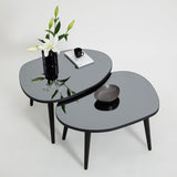 Set Masuta de Cafea Gusto 2 bucati cu Sticla Securizata, 75 x 38 x 55 cm - Fumul Negru, SKU 552NOS2276