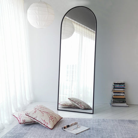 Oglindă mare Portal, Negru mat, 65x2x180 cm