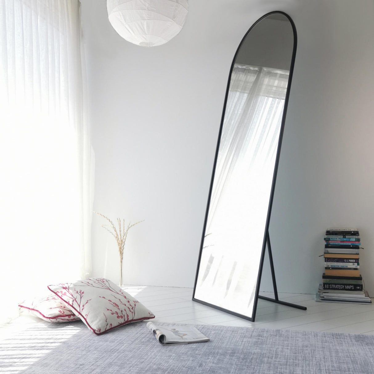 Oglindă mare Portal, Negru mat, 65x2x180 cm
