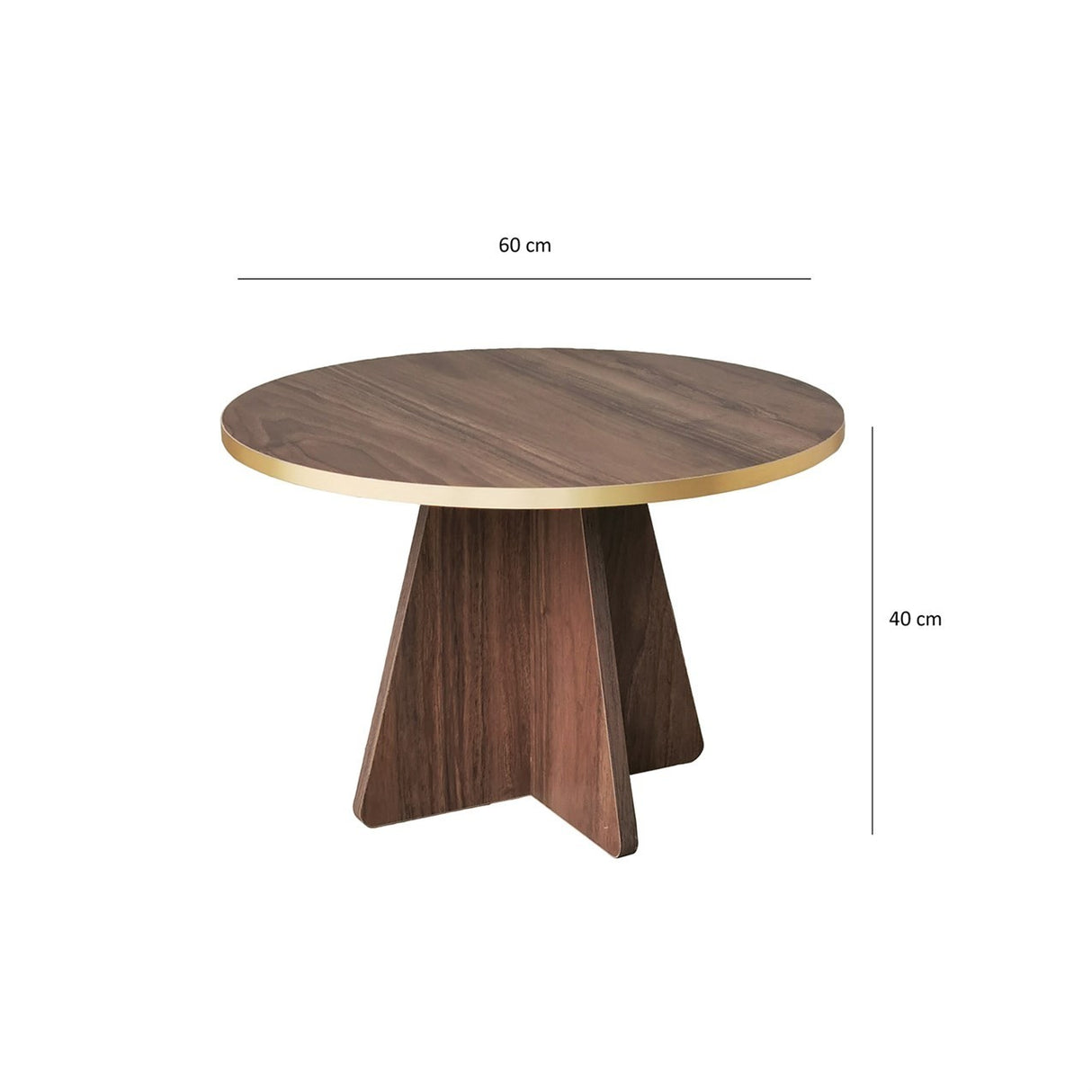 Măsuță de cafea Mushroom - Gold, Walnut v2, Auriu - Nuc, 60x60x40 cm