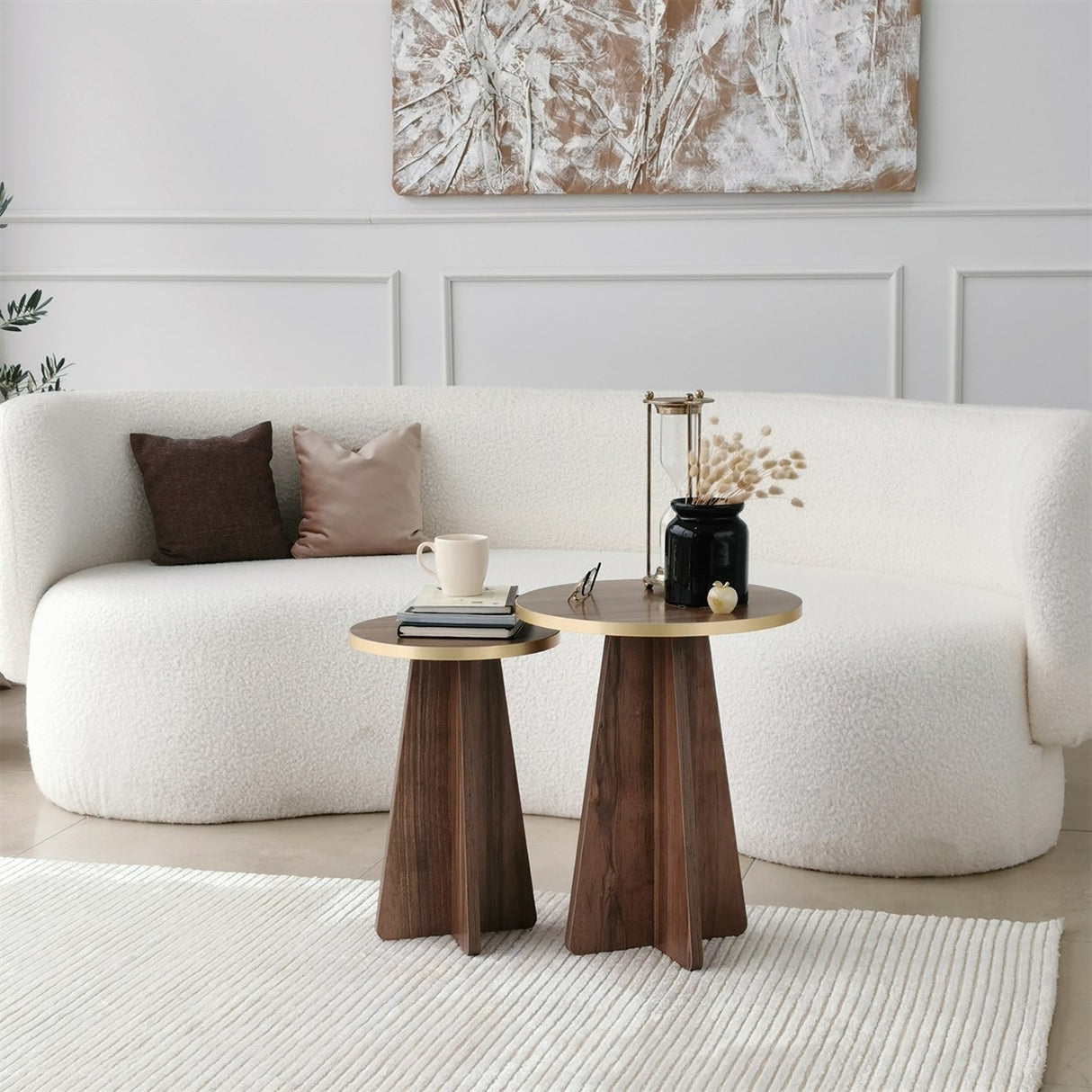 Măsuță de cafea Mushroom 2, Diverse culori, 40x40x50 cm - Auriu - Nuc | SKU: 552NOS2374 | Măsuță de cafea Mushroom 2, 40x40x50 cm, varianta Auriu - Nuc, produs pentru amenajarea locuinței, disponibil online în România la CasaMob