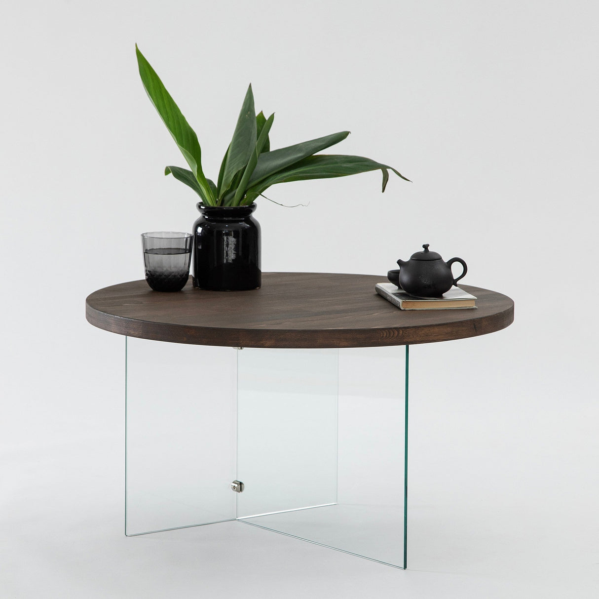 Măsuță de cafea Serenity, Diverse culori - Transparent - Nuc | SKU: 552NOS2407 | Măsuță de cafea Serenity, varianta Transparent - Nuc, produs pentru amenajarea locuinței, disponibil online în România la CasaMob