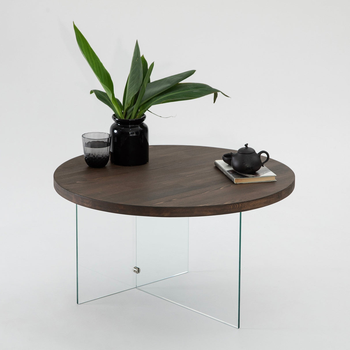 Măsuță de cafea Serenity, Diverse culori - Transparent - Nuc | SKU: 552NOS2407 | Măsuță de cafea Serenity, varianta Transparent - Nuc, produs pentru amenajarea locuinței, disponibil online în România la CasaMob