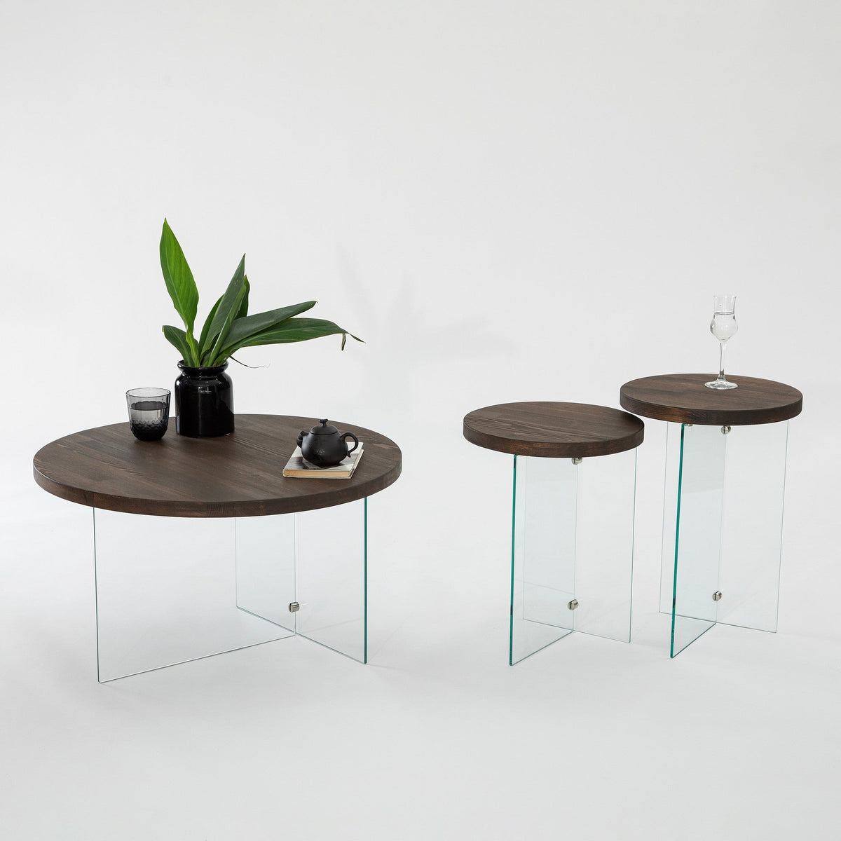 Transparent - Nuc | SKU: 552NOS2408 | Măsuță de cafea Serenity 2, varianta Transparent - Nuc, produs pentru amenajarea locuinței, disponibil online în România la CasaMob