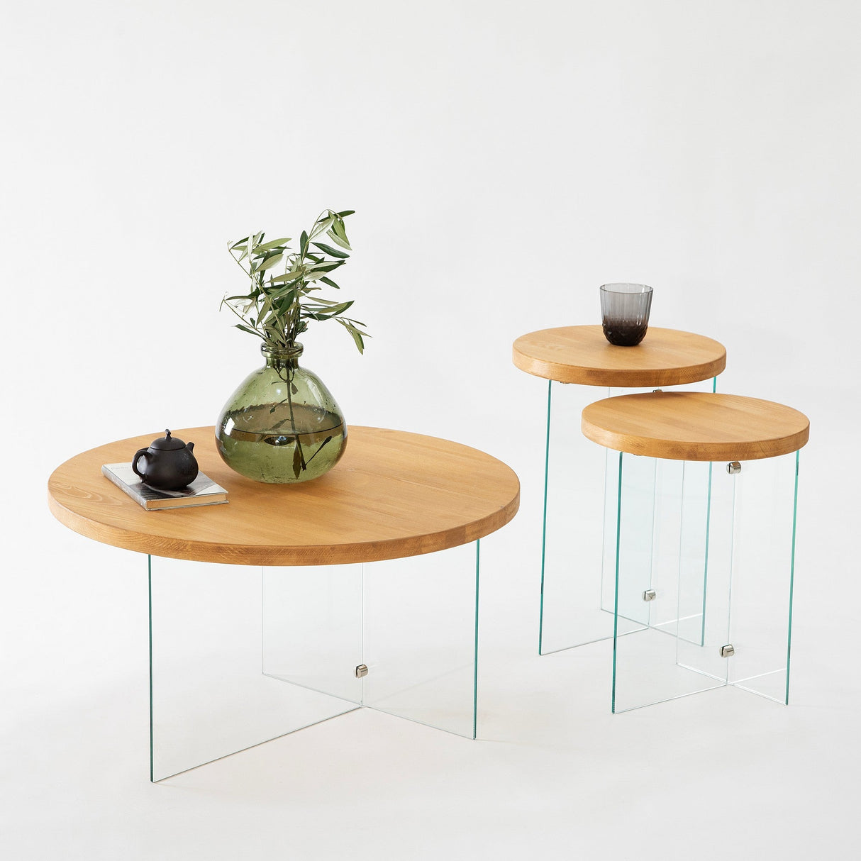 Măsuță de cafea Serenity, Diverse culori - Transparent - Stejar | SKU: 552NOS2411 | Măsuță de cafea Serenity, varianta Transparent - Stejar, produs pentru amenajarea locuinței, disponibil online în România la CasaMob