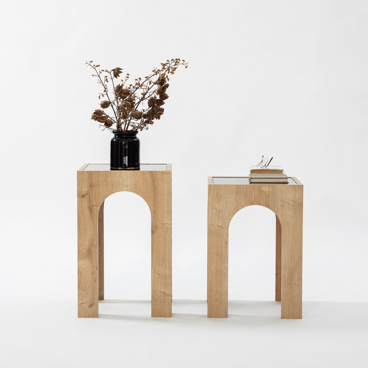 Măsuță de cafea Seine Set - Dark Grey, Sapphire Oak, Gri închis - Stejar