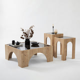 Măsuță de cafea Seine Set - Dark Grey, Sapphire Oak, Gri închis - Stejar