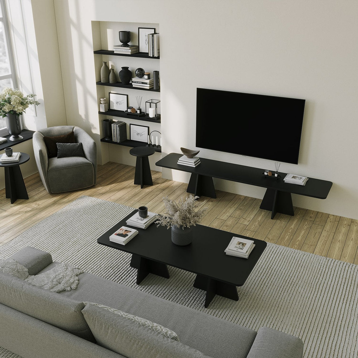 Comodă TV Mushroom, Diverse culori, 180x42x40 cm - Negru | SKU: 552NOS2478 | Comodă TV Mushroom, 180x42x40 cm, varianta Negru, produs pentru amenajarea locuinței, disponibil online în România la CasaMob