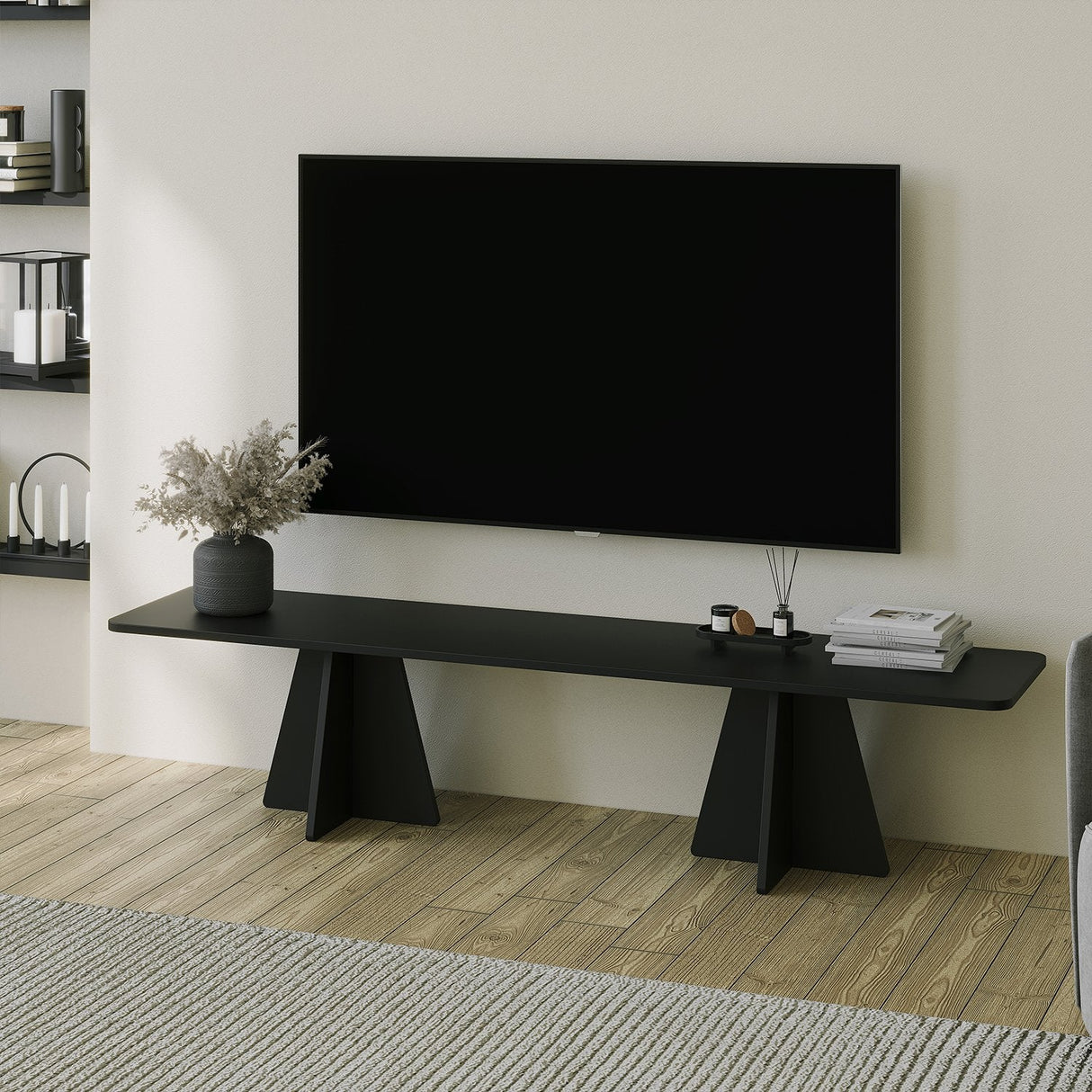 Comodă TV Mushroom, Diverse culori, 180x42x40 cm - Negru | SKU: 552NOS2478 | Comodă TV Mushroom, 180x42x40 cm, varianta Negru, produs pentru amenajarea locuinței, disponibil online în România la CasaMob