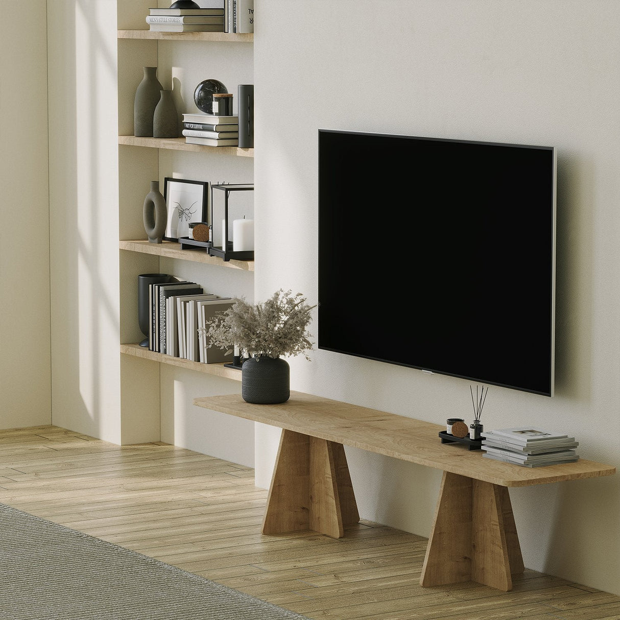 Comodă TV Mushroom, Diverse culori, 180x42x40 cm - Stejar safir | SKU: 552NOS2493 | Comodă TV Mushroom, 180x42x40 cm, varianta Stejar safir, produs pentru amenajarea locuinței, disponibil online în România la CasaMob