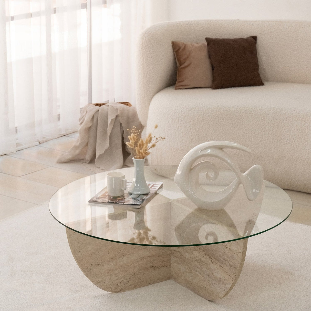 Măsuță de cafea Lily, Diverse culori, Diverse configurații, Diverse dimensiuni - Travertin - Ø90x30 cm - Standard | SKU: 552NOS2499 | Măsuță de cafea Lily, varianta Travertin - Ø90x30 cm - Standard, produs pentru amenajarea locuinței, disponibil online în România la CasaMob