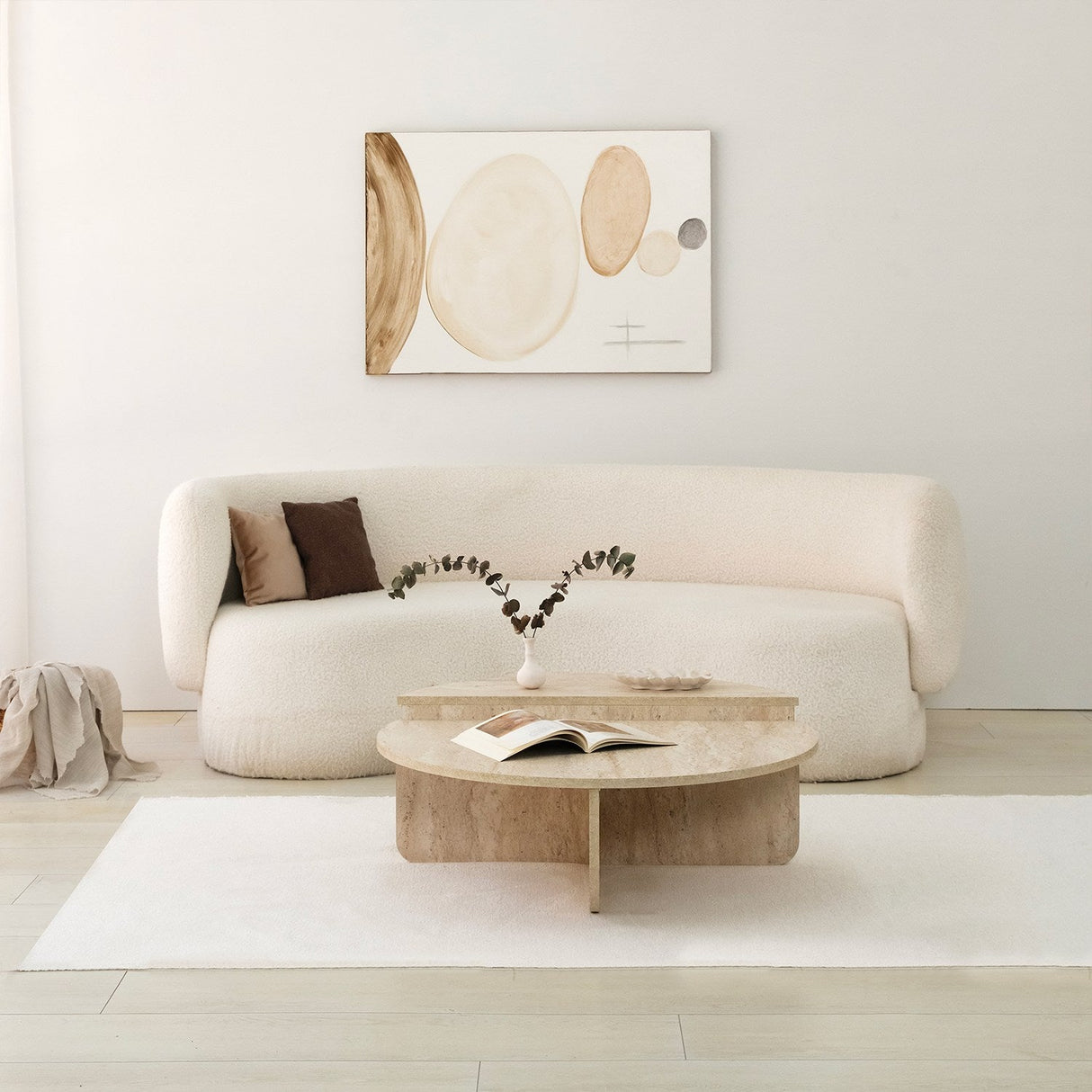 Măsuță de cafea Podium, Diverse culori, Diverse dimensiuni - Travertin - Ø90x35 cm | SKU: 552NOS2502 | Măsuță de cafea Podium, varianta Travertin - Ø90x35 cm, produs pentru amenajarea locuinței, disponibil online în România la CasaMob