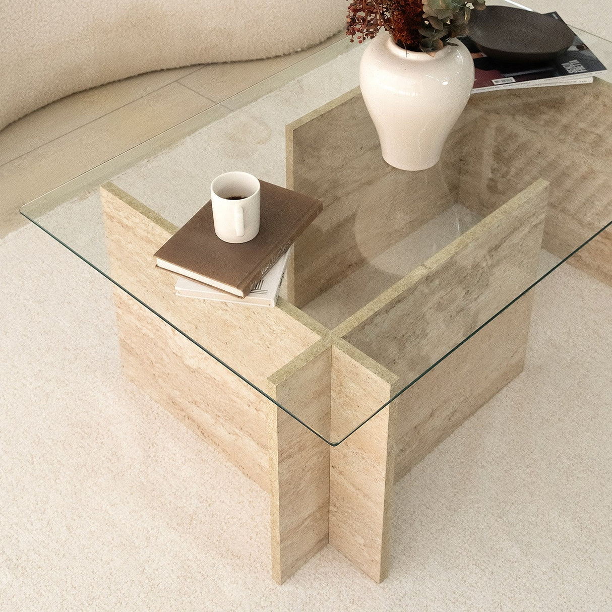 Măsuță de cafea New Escape, Diverse culori, 105x65x40 cm - Travertin | SKU: 552NOS2504 | Măsuță de cafea New Escape, 105x65x40 cm, varianta Travertin, produs pentru amenajarea locuinței, disponibil online în România la CasaMob