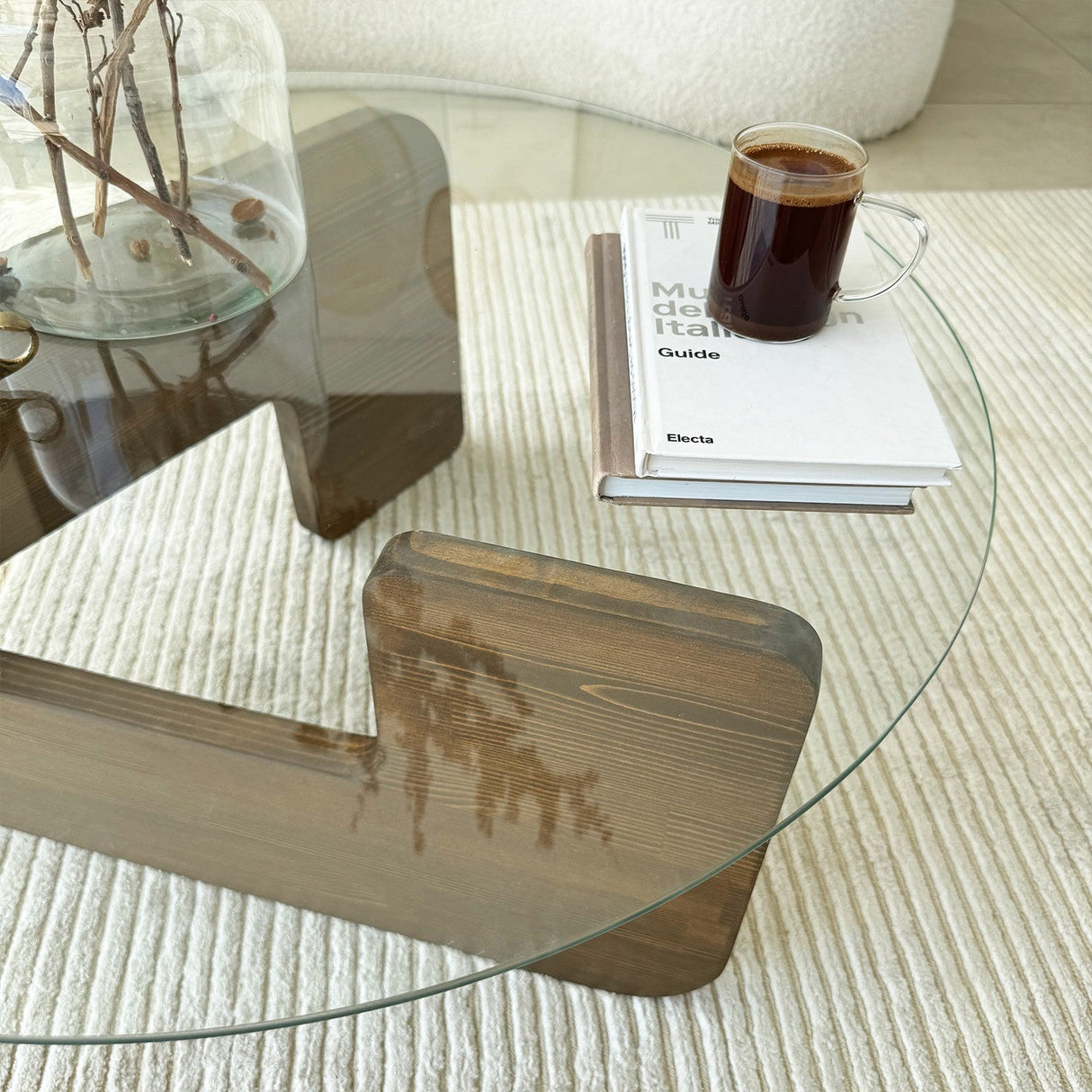 Măsuță de cafea Mia, Diverse culori, 75x75x35 cm - Nuc - Transparent | SKU: 552NOS2544 | Măsuță de cafea Mia, 75x75x35 cm, varianta Nuc - Transparent, produs pentru amenajarea locuinței, disponibil online în România la CasaMob