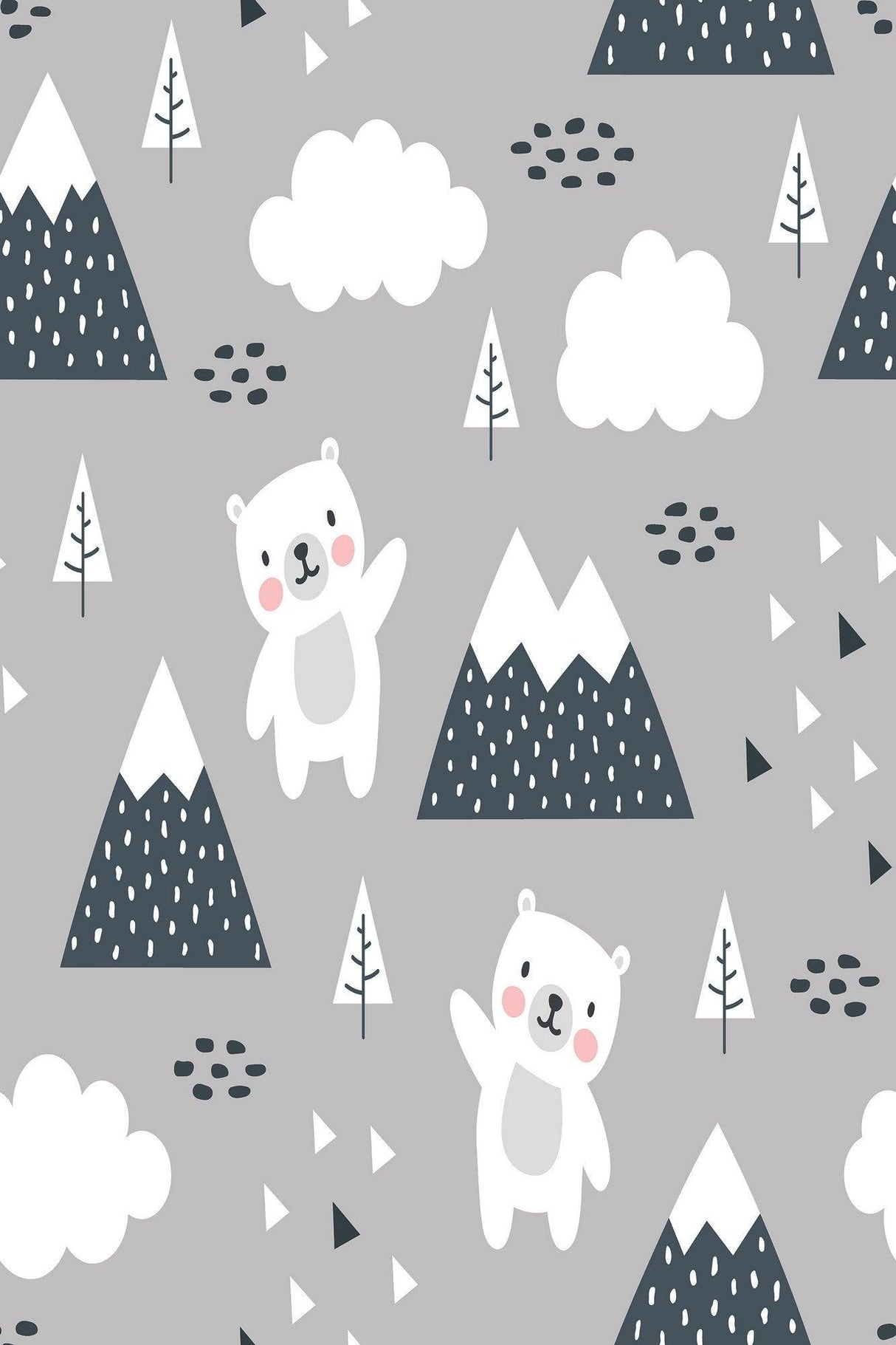 Covor de Copii Cute Panda, Alb - Negru, 80x120 cm