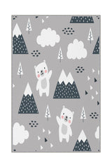 Covor de Copii Cute Panda, Alb - Negru, 80x120 cm