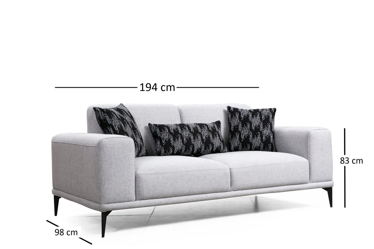 Canapea fixă 2 locuri Nikea Without Mechanism, Gri, 98x63x83 cm