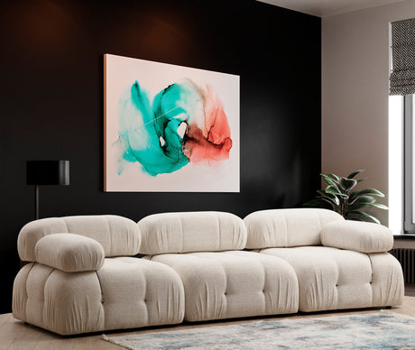 Canapea fixă 3 locuri Bubble (L1-O1-1R) - Bouclette, Crem, 95x65x75 cm