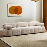 Canapea fixă 3 locuri Bubble (L1-O1-1R) - Bouclette, Crem, 95x65x75 cm