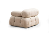 Canapea fixă 3 locuri Bubble (L1-O1-1R) - Bouclette, Crem, 95x65x75 cm