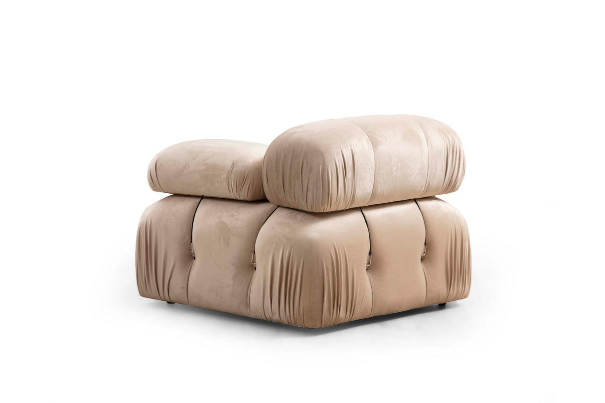 Canapea fixă 3 locuri Bubble (L1-O1-1R) - Velvet, Crem, 95x65x75 cm