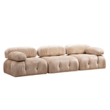 Canapea fixă 3 locuri Bubble (L1-O1-1R) - Velvet, Crem, 95x65x75 cm