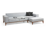 Canapea extensibilă Bellisimo, Colț, Dreapta, Gri, 288x91x160 cm