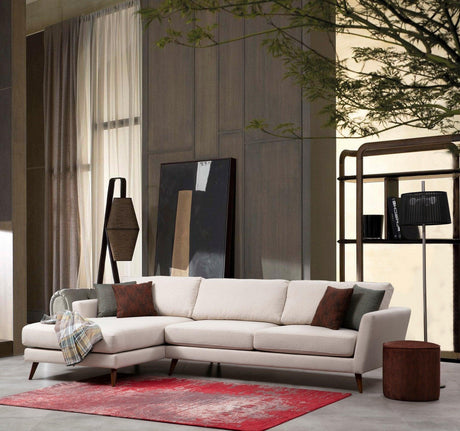 Canapea extensibilă de colț Mallorca, Stânga, Bej, 303x168x93 cm