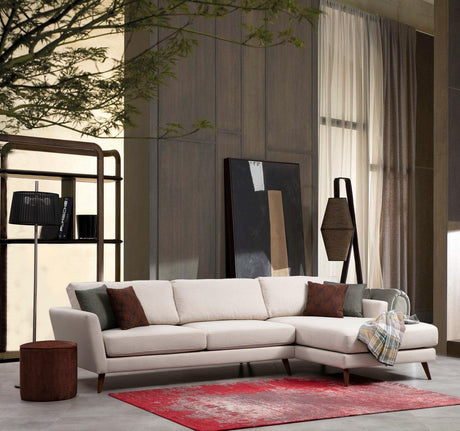 Canapea extensibilă de colț Mallorca, Dreapta, Bej, 303x168x93 cm